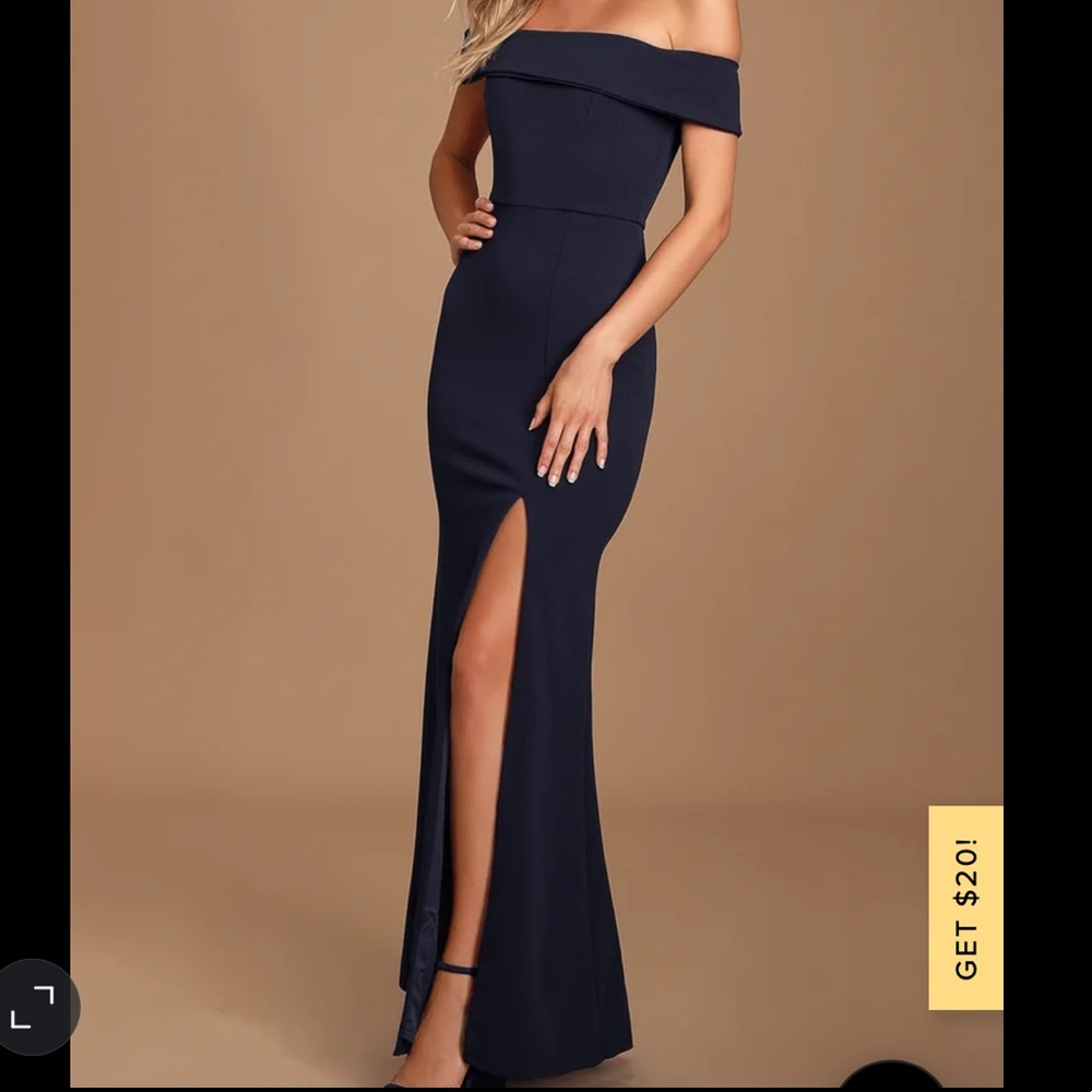 Aveline Navy Blue Off The Shoulder Maxi Dress M